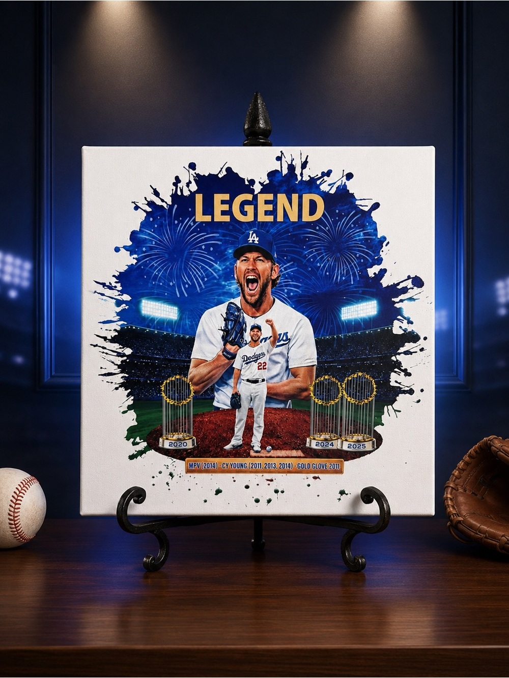 Legend Baseball Wall Art - Dodgers Blue and White